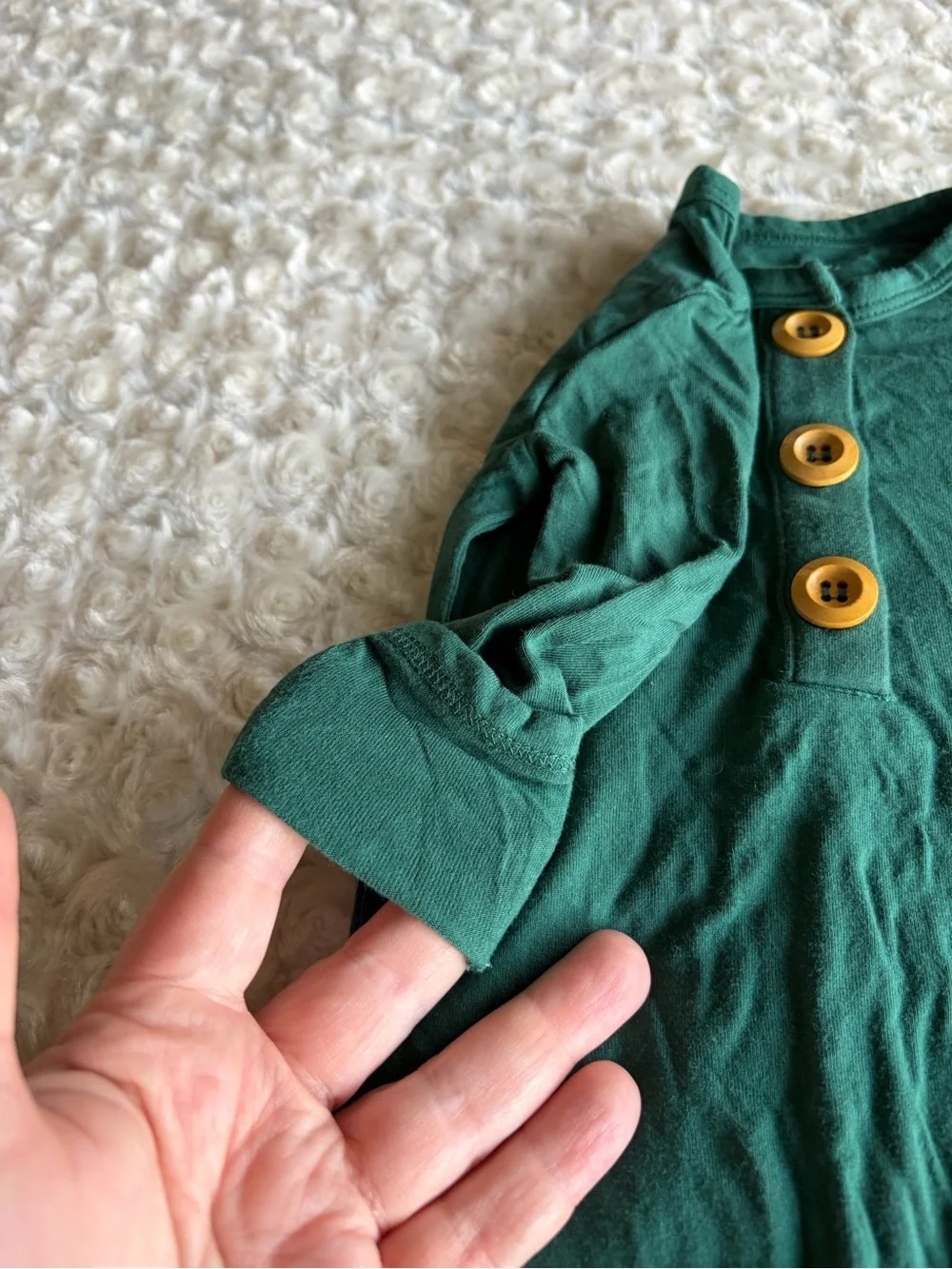 Long Green Button-Front Kids Sleeping Gown